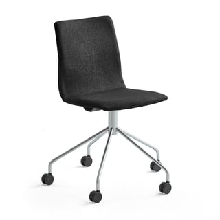 Conference chair OTTAWA with wheel base, black fabric, grey