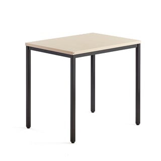 Bijzetbureau QBUS, 800 x 600 mm, 4-poots frame, zwart frame, berken