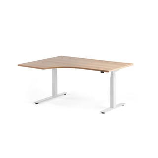 Standing desk MODULUS, ergonomic, 1600x1200 mm, white frame, oak