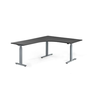 Elektriski augstumā regulējams galds MODULUS, L forma, 1600x2000mm, pelēks rāmis, melns