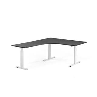 Elektriski augstumā regulējams galds MODULUS, L forma, 1600x2000mm, balts rāmis, melns