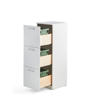 Waste sorting unit FAHRENHEIT, 3 drawers, white, inc. 3 x 21 L box