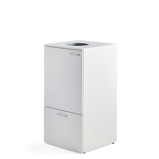 Waste sorting unit FAHRENHEIT, 1 drawer, white, inc. 1 x bin + 2 x 25 L box