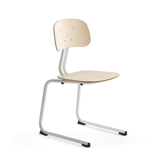 Klassenzimmerstuhl YNGVE, Kufengestell, weiß, Birke, H 460 mm