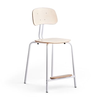Skolestol YNGVE, benstel, hvid, birk, H 610 mm