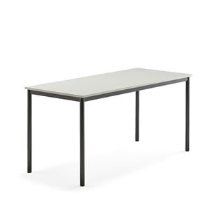 Bord SONITUS, 1600x700x760 mm, stativ antracitgrå, ljuddämpande högtryckslaminat, grå