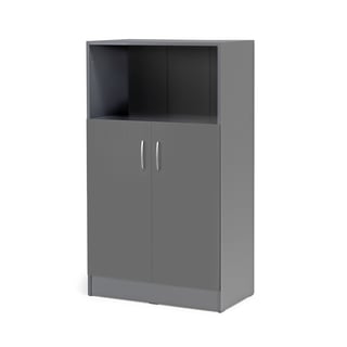 Büroschrank FLEXUS mit 1 offenen Fach, 1325 x 760 x 415 mm, grau