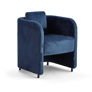 Fauteuil COMFY, met poten, fluwelen stof, blauw