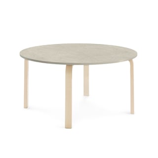 Table ELTON, Ø 1200x590 mm, grey linoleum, birch