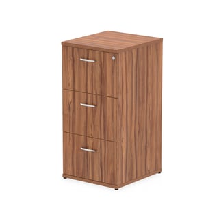 Filing cabinet RECORD, 3 drawers, 1125x500x600 mm, walnut laminate