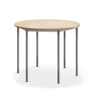 Bord SONITUS, Ø1200x900 mm, stativ silver, ljuddämpande linoleum, beige