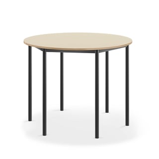 Desk SONITUS, round, Ø1200x760 mm, birch high pressure laminate, anthracite