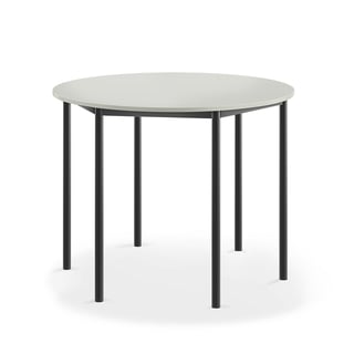 Desk SONITUS, round, Ø1200x760 mm, grey high pressure laminate, anthracite