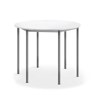 Stalas BORÅS, Ø1200x900mm, garsą sugeriantis HPL, pilka/balta