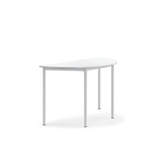 Desk SONITUS, semi-circular, 1200x600x720 mm, white high pressure laminate, white