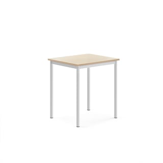 Tisch SONITUS, 700x600x760 mm, Hochdrucklaminat Birke, weiß