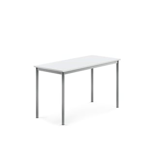 Desk SONITUS, 1200x600x720 mm, white high pressure laminate, alu grey