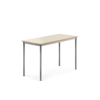 Desk SONITUS, 1200x600x760 mm, birch high pressure laminate, alu grey