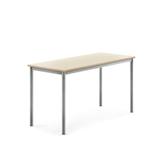 Desk SONITUS, 1400x600x720 mm, birch high pressure laminate, alu grey