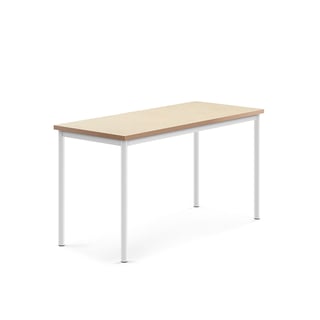 Desk SONITUS, 1400x600x720 mm, beige linoleum, white