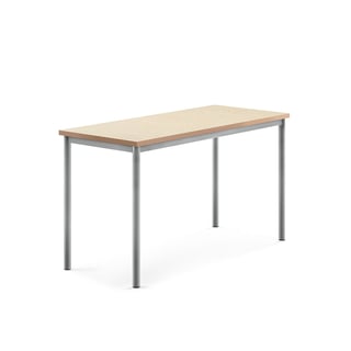 Desk SONITUS, 1400x600x760 mm, beige linoleum, alu grey