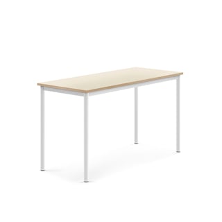 Tisch SONITUS, 1400x600x760 mm, Hochdrucklaminat Birke, weiß
