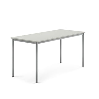 Bord SONITUS, 1600x700x760 mm, stativ silver, ljuddämpande högtryckslaminat, grå