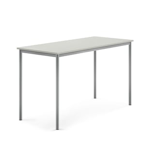 Bord SONITUS, 1600x700x900 mm, stativ silver, ljuddämpande högtryckslaminat, grå