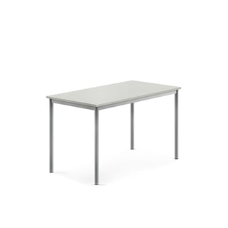 Bord BORÅS, L1200 B700 H720 mm, stativ sølv, høytrykkslaminat, grå