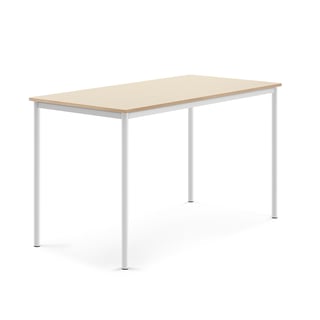 Bord BORÅS, 1600x800x900 mm, stativ vit, högtryckslaminat, björk