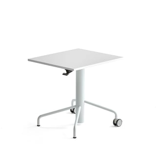 Sit-stand desk ARISE, 600x700 mm, white frame, acoustic white laminate