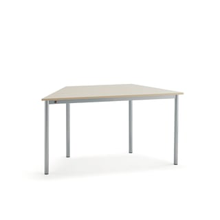 Bord SONITUS TRAPETS, 1200x600x720 mm, birk højtrykslaminat, alu grey