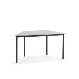 Stalas BORÅS TRAPETS, 1400x700x720mm, tamsiai pilkos kojos, baltas laminatas