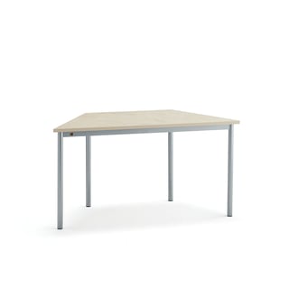 Bord SONITUS TRAPETS, L1400 B700 H720 mm, lyddempende linoeleum, sølv/beige