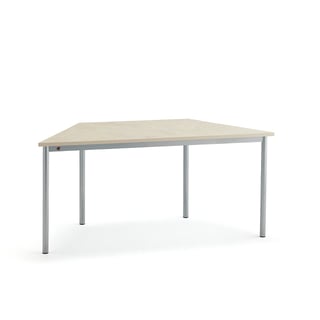 Bord SONITUS TRAPETS, L1600 B800 H720 mm, lyddempende linoeleum, sølv/beige