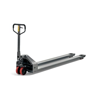 Quick lift pallet truck BOOST, 2000 kg, L 2500 mm, tandem, poly, grey