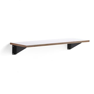 Wall hanging shelf NOVUS, black brackets, white shelf