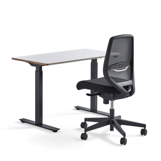 Meubelset NOVUS + MARLOW, 1 wit bureau en 1 kantoorstoel