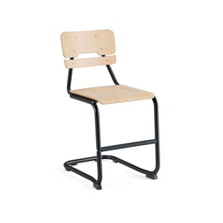 Classroom chair LEGERE I, H 500 mm, anthracite, birch