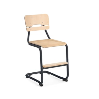 Classroom chair LEGERE III, H 500 mm, anthracite, birch