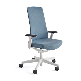 Bureaustoel BELMONT, wit frame, turquoise