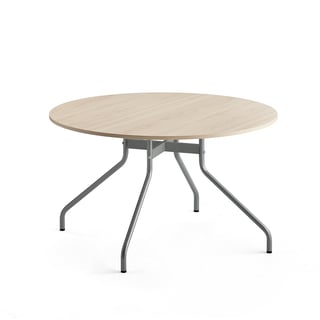 Tafel AROUND, Ø1200 mm, berkenlaminaat, alugrijs