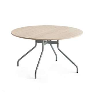 Tafel AROUND, Ø1300 mm, berkenlaminaat, alugrijs