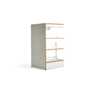 Library bookshelves STORY, add-on, double-sided, 1280x723x585 mm, 3 shelves, white