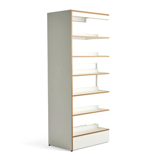 Library bookshelves STORY, add-on, double-sided, 2240x898x585 mm, 6 shelves, white