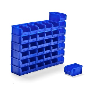 Budget voorraadbak APART, 235 x 145 x 125 mm, 38 stuks, blauw