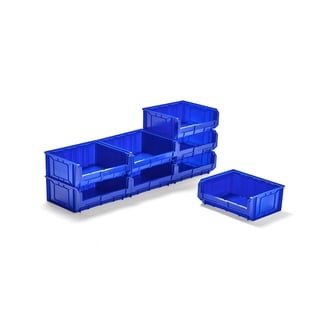 Budget voorraadbak APART, 345 x 410 x 165 mm, 8 stuks, blauw