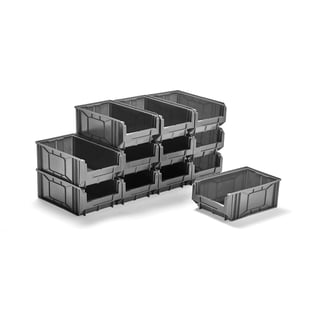 Budget stores bin APART, 485x300x190 mm, 12-pack, grey