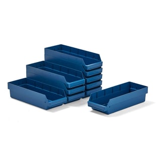 Magazijnbakken REACH, 600 x 240 x 150 mm, 10 stuks, blauw