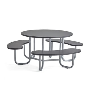 Seating group OCTO, anthracite benches, silver frame